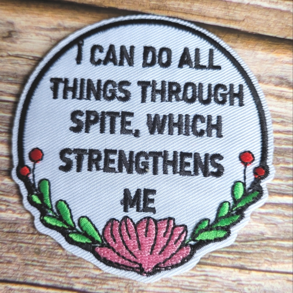 I Can Do All Things Through Spite Funny Punk Goth Embroidered Iron on Patch